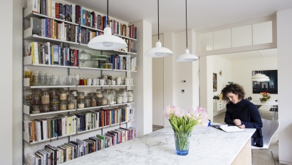 kitchen bookshelves, dining room open  pantry shelves unit wall & display. Vitsœ Modular 606 Shelving System. Designer shelves, Dieter Rams