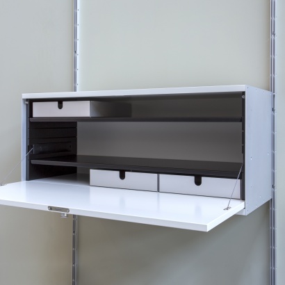 Floating cabinet with storage trays