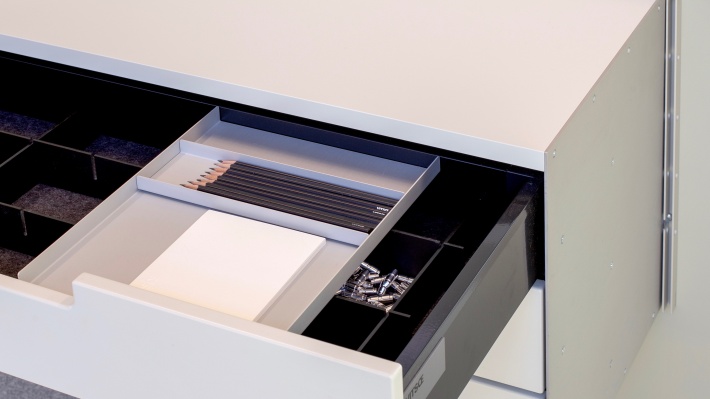 wall mounted cabinet with pencil tray